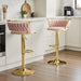 SERENITà Golden Swivel Upholstered Velvet Adjustable Height Counter Stool with Metal Frame Pink (Set of 2) - Amazingooh Wholesale