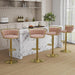 SERENITà Golden Swivel Upholstered Velvet Adjustable Height Counter Stool with Metal Frame Pink (Set of 2) - Amazingooh Wholesale