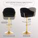 SERENITà GP1863 Modern Velvet Breakfast Bar Stools Swivel Barstools Adjustable Counter Stools with Backrest (Gold-Black) - Amazingooh Wholesale