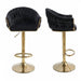 SERENITà GP1863 Modern Velvet Breakfast Bar Stools Swivel Barstools Adjustable Counter Stools with Backrest (Gold-Black) - Amazingooh Wholesale