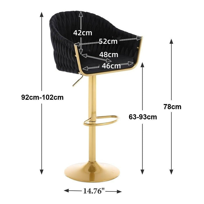 SERENITà GP1863 Modern Velvet Breakfast Bar Stools Swivel Barstools Adjustable Counter Stools with Backrest (Gold-Black) - Amazingooh Wholesale