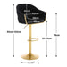 SERENITà GP1863 Modern Velvet Breakfast Bar Stools Swivel Barstools Adjustable Counter Stools with Backrest (Gold-Black) - Amazingooh Wholesale