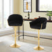 SERENITà GP1863 Modern Velvet Breakfast Bar Stools Swivel Barstools Adjustable Counter Stools with Backrest (Gold-Black) - Amazingooh Wholesale