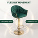 SERENITà GP1863 Modern Velvet Breakfast Bar Stools Swivel Barstools Adjustable Counter Stools with Backrest (Gold-Emerald Green) - Amazingooh Wholesale