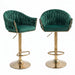 SERENITà GP1863 Modern Velvet Breakfast Bar Stools Swivel Barstools Adjustable Counter Stools with Backrest (Gold-Emerald Green) - Amazingooh Wholesale