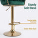 SERENITà GP1863 Modern Velvet Breakfast Bar Stools Swivel Barstools Adjustable Counter Stools with Backrest (Gold-Emerald Green) - Amazingooh Wholesale