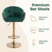 SERENITà GP1863 Modern Velvet Breakfast Bar Stools Swivel Barstools Adjustable Counter Stools with Backrest (Gold-Emerald Green) - Amazingooh Wholesale