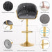 SERENITà GP1863 Modern Velvet Breakfast Bar Stools Swivel Barstools Adjustable Counter Stools with Backrest (Gold-Grey) - Amazingooh Wholesale
