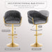 SERENITà GP1863 Modern Velvet Breakfast Bar Stools Swivel Barstools Adjustable Counter Stools with Backrest (Gold-Grey) - Amazingooh Wholesale