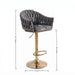 SERENITà GP1863 Modern Velvet Breakfast Bar Stools Swivel Barstools Adjustable Counter Stools with Backrest (Gold-Grey) - Amazingooh Wholesale