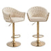 SERENITà GP1863 Modern Velvet Breakfast Bar Stools Swivel Barstools Adjustable Counter Stools with Backrest (Gold-Ivory) - Amazingooh Wholesale