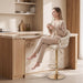 SERENITà GP1863 Modern Velvet Breakfast Bar Stools Swivel Barstools Adjustable Counter Stools with Backrest (Gold-Ivory) - Amazingooh Wholesale