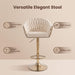 SERENITà GP1863 Modern Velvet Breakfast Bar Stools Swivel Barstools Adjustable Counter Stools with Backrest (Gold-Ivory) - Amazingooh Wholesale