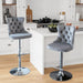 SERENITà Gray Velvet Bar Stools Adjustable Swivel Counter Height Chairs with Tufted Back and Nailhead Trim for Kitchen Island Pub Restaurant (2Pcs, Chrome Metal) - Amazingooh Wholesale