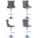 SERENITà Gray Velvet Bar Stools Adjustable Swivel Counter Height Chairs with Tufted Back and Nailhead Trim for Kitchen Island Pub Restaurant (2Pcs, Chrome Metal) - Amazingooh Wholesale