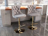 SERENITà Gray Velvet Bar Stools Adjustable Swivel Counter Height Chairs with Tufted Back and Nailhead Trim for Kitchen Island Pub Restaurant (2Pcs, Gold) - Amazingooh Wholesale