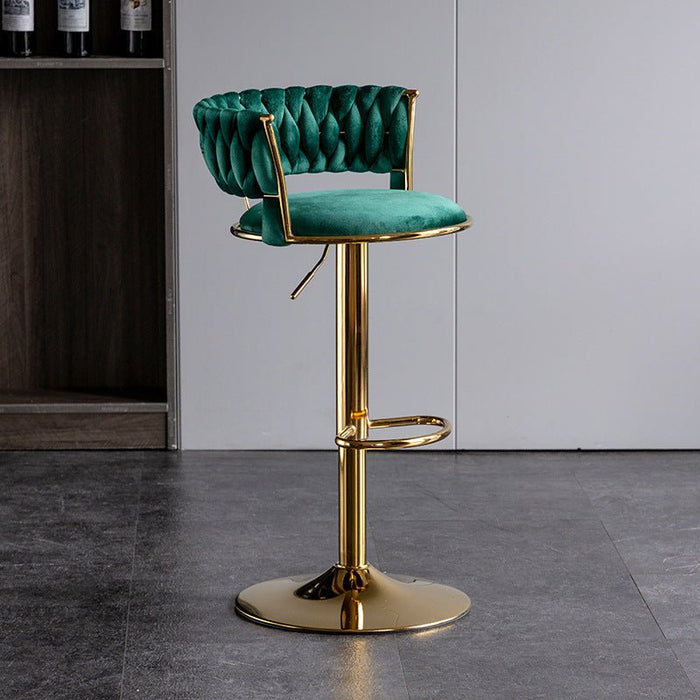 SERENITà Green Velvet Seat Kitchen Breakfast Bar Stools Counter Height Barstools with Back Cushioned Chairs for Home Bar x2 - Amazingooh Wholesale
