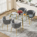SERENITà Grey Modern Hand Weaving Dining Chairs,Velvet Upholstered Side Chairs with Gold Legs, Chic Vanity Chairs with Armrest, Accent Chair for Dining Room, and Cafe Set of 2 - Amazingooh Wholesale