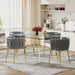 SERENITà Grey Modern Hand Weaving Dining Chairs,Velvet Upholstered Side Chairs with Gold Legs, Chic Vanity Chairs with Armrest, Accent Chair for Dining Room, and Cafe Set of 2 - Amazingooh Wholesale