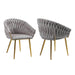 SERENITà Grey Modern Velvet Dining Chairs, Upholstered Living Room Chair with Woven Back and Golden Metal Legs, Mid - Century Accent Set of 2 - Amazingooh Wholesale