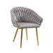 SERENITà Grey Modern Velvet Dining Chairs, Upholstered Living Room Chair with Woven Back and Golden Metal Legs, Mid - Century Accent Set of 2 - Amazingooh Wholesale