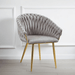 SERENITà Grey Modern Velvet Dining Chairs, Upholstered Living Room Chair with Woven Back and Golden Metal Legs, Mid - Century Accent Set of 2 - Amazingooh Wholesale