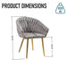 SERENITà Grey Modern Velvet Dining Chairs, Upholstered Living Room Chair with Woven Back and Golden Metal Legs, Mid - Century Accent Set of 2 - Amazingooh Wholesale