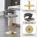 SERENITà Grey Velvet Padded Golden Round Base Barstools Chairs x 2 - Amazingooh Wholesale