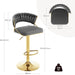 SERENITà Grey Velvet Padded Golden Round Base Barstools Chairs x 2 - Amazingooh Wholesale