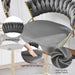 SERENITà Grey Velvet Padded Golden Round Base Barstools Chairs x 2 - Amazingooh Wholesale