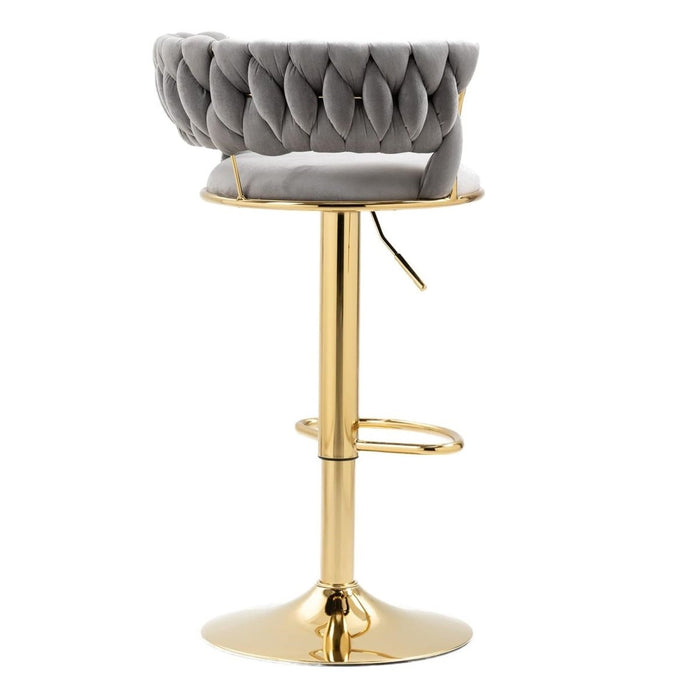 SERENITà Grey Velvet Seat Kitchen Breakfast Bar Stools Counter Height Barstools with Back Cushioned Chairs for Home Bar x2 - Amazingooh Wholesale
