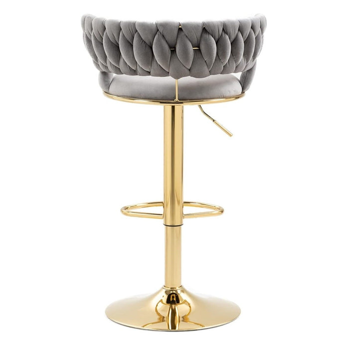 SERENITà Grey Velvet Seat Kitchen Breakfast Bar Stools Counter Height Barstools with Back Cushioned Chairs for Home Bar x2 - Amazingooh Wholesale