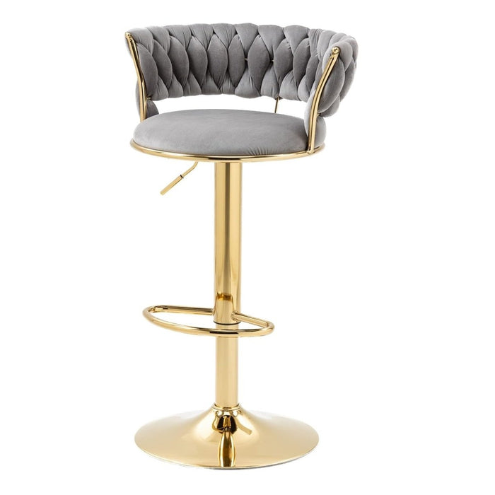 SERENITà Grey Velvet Seat Kitchen Breakfast Bar Stools Counter Height Barstools with Back Cushioned Chairs for Home Bar x2 - Amazingooh Wholesale