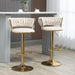SERENITà Ivory Golden Velvet Seat Kitchen Breakfast Bar Stools Counter Height Barstools with Back Cushioned Chairs for Home Bar x2 - Amazingooh Wholesale