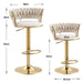 SERENITà Ivory Golden Velvet Seat Kitchen Breakfast Bar Stools Counter Height Barstools with Back Cushioned Chairs for Home Bar x2 - Amazingooh Wholesale