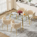 SERENITà Ivory Modern Hand Weaving Dining Chairs,Velvet Upholstered Side Chairs with Gold Legs, Chic Vanity Chairs with Armrest, Accent Chair for Dining Room, and Cafe Set of 2 - Amazingooh Wholesale