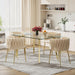 SERENITà Ivory Modern Hand Weaving Dining Chairs,Velvet Upholstered Side Chairs with Gold Legs, Chic Vanity Chairs with Armrest, Accent Chair for Dining Room, and Cafe Set of 2 - Amazingooh Wholesale