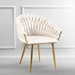 SERENITà Ivory Modern Velvet Dining Chairs, Upholstered Living Room Chair with Woven Back and Golden Metal Legs, Mid - Century Accent Set of 2 - Amazingooh Wholesale