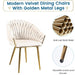 SERENITà Ivory Modern Velvet Dining Chairs, Upholstered Living Room Chair with Woven Back and Golden Metal Legs, Mid - Century Accent Set of 2 - Amazingooh Wholesale