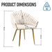 SERENITà Ivory Modern Velvet Dining Chairs, Upholstered Living Room Chair with Woven Back and Golden Metal Legs, Mid - Century Accent Set of 2 - Amazingooh Wholesale