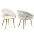 SERENITà Ivory Modern Velvet Dining Chairs, Upholstered Living Room Chair with Woven Back and Golden Metal Legs, Mid - Century Accent Set of 2 - Amazingooh Wholesale
