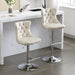 SERENITà Ivory Velvet Bar Stools Adjustable Swivel Counter Height Chairs with Tufted Back and Nailhead Trim for Kitchen Island Pub Restaurant (2Pcs, Chrome Metal) - Amazingooh Wholesale