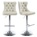 SERENITà Ivory Velvet Bar Stools Adjustable Swivel Counter Height Chairs with Tufted Back and Nailhead Trim for Kitchen Island Pub Restaurant (2Pcs, Chrome Metal) - Amazingooh Wholesale