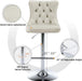 SERENITà Ivory Velvet Bar Stools Adjustable Swivel Counter Height Chairs with Tufted Back and Nailhead Trim for Kitchen Island Pub Restaurant (2Pcs, Chrome Metal) - Amazingooh Wholesale