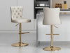 SERENITà Ivory Velvet Bar Stools Adjustable Swivel Counter Height Chairs with Tufted Back and Nailhead Trim for Kitchen Island Pub Restaurant (2Pcs, Gold) - Amazingooh Wholesale