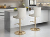 SERENITà Ivory Velvet Bar Stools Adjustable Swivel Counter Height Chairs with Tufted Back and Nailhead Trim for Kitchen Island Pub Restaurant (2Pcs, Gold) - Amazingooh Wholesale