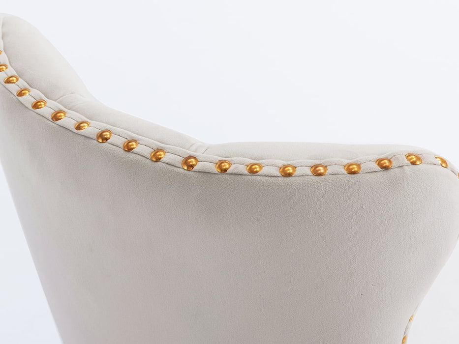 SERENITà Ivory Velvet Bar Stools Adjustable Swivel Counter Height Chairs with Tufted Back and Nailhead Trim for Kitchen Island Pub Restaurant (2Pcs, Gold) - Amazingooh Wholesale