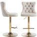 SERENITà Ivory Velvet Bar Stools Adjustable Swivel Counter Height Chairs with Tufted Back and Nailhead Trim for Kitchen Island Pub Restaurant (2Pcs, Gold) - Amazingooh Wholesale