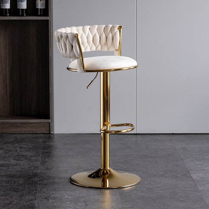 SERENITà Ivory Velvet Seat Kitchen Breakfast Bar Stools Counter Height Barstools with Back Cushioned Chairs for Home Bar x2 - Amazingooh Wholesale