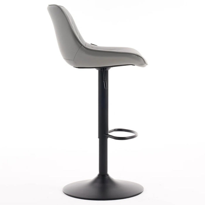 SERENITà Light Grey Modern Height Adjustable Swivel Bar Stools Upholstered Leather Barstool Kitchen Island Chairs with Metal Frame (Set of 2) - Amazingooh Wholesale